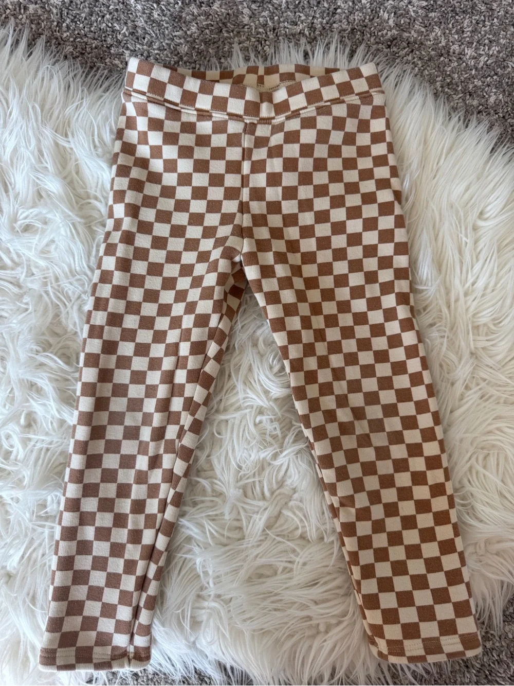 Baby GAP Brown Checkerboard Fleece Lined Leggings 4Y Toddler